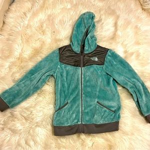 Girls large North Face fleece. Large. Aqua and gray. Like new.